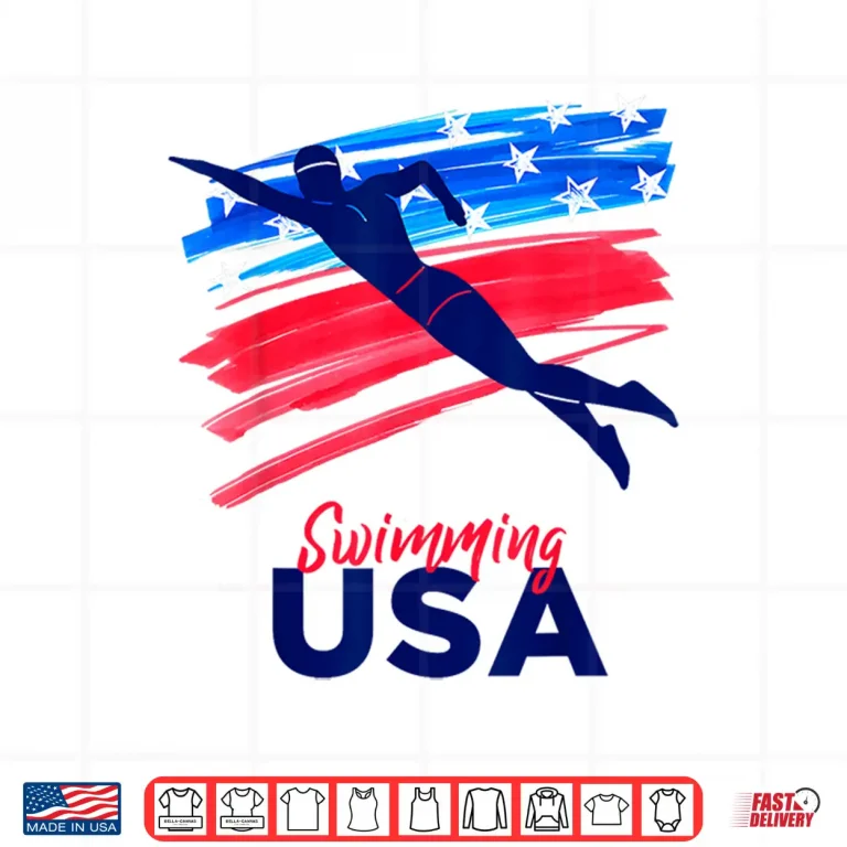Design Flag USA Pool Swimmer Swimming Support Team American Shirt