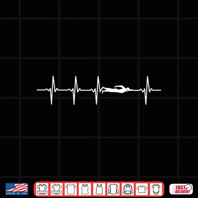 Design Heartbeat Pulse Gift Swimming Professional Swimmer Graphic Shirt