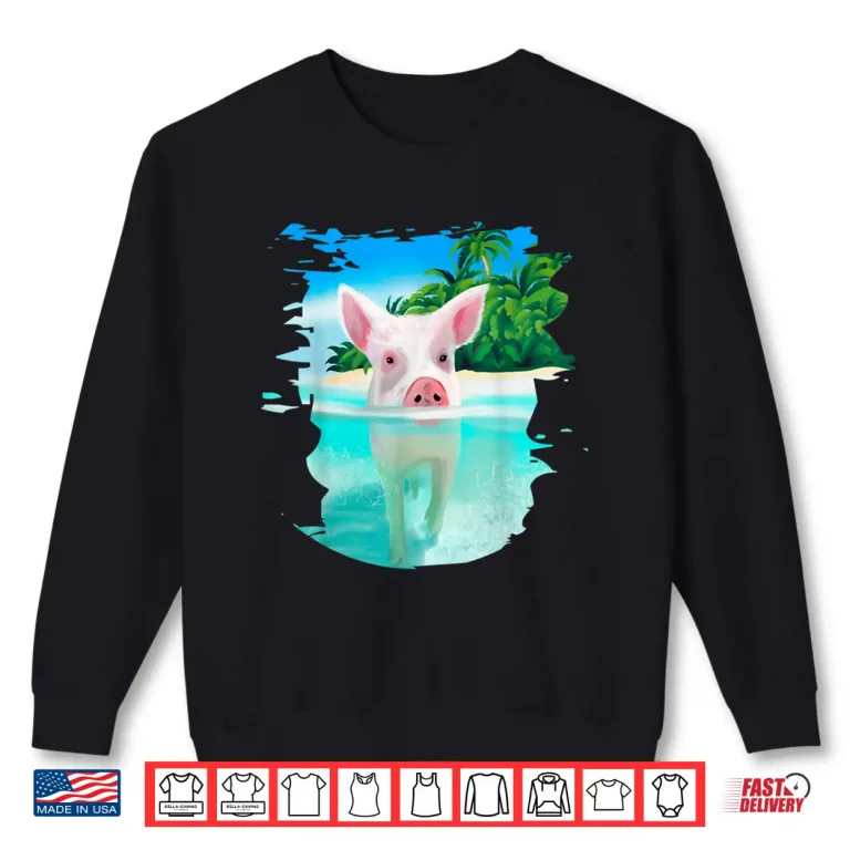Sweatshirt Pig Swim Beach Holidays Bahamas Swimming Pigs Graphic Shirt