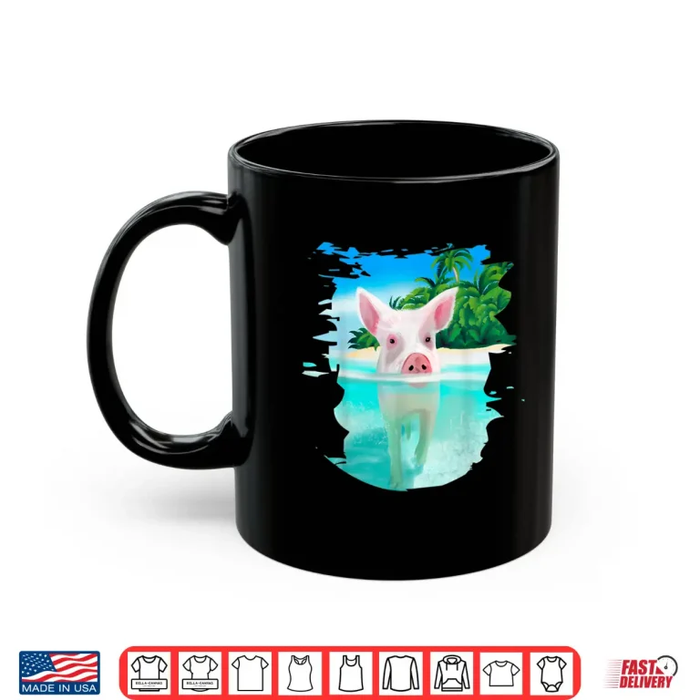 Mug Pig Swim Beach Holidays Bahamas Swimming Pigs Graphic Shirt