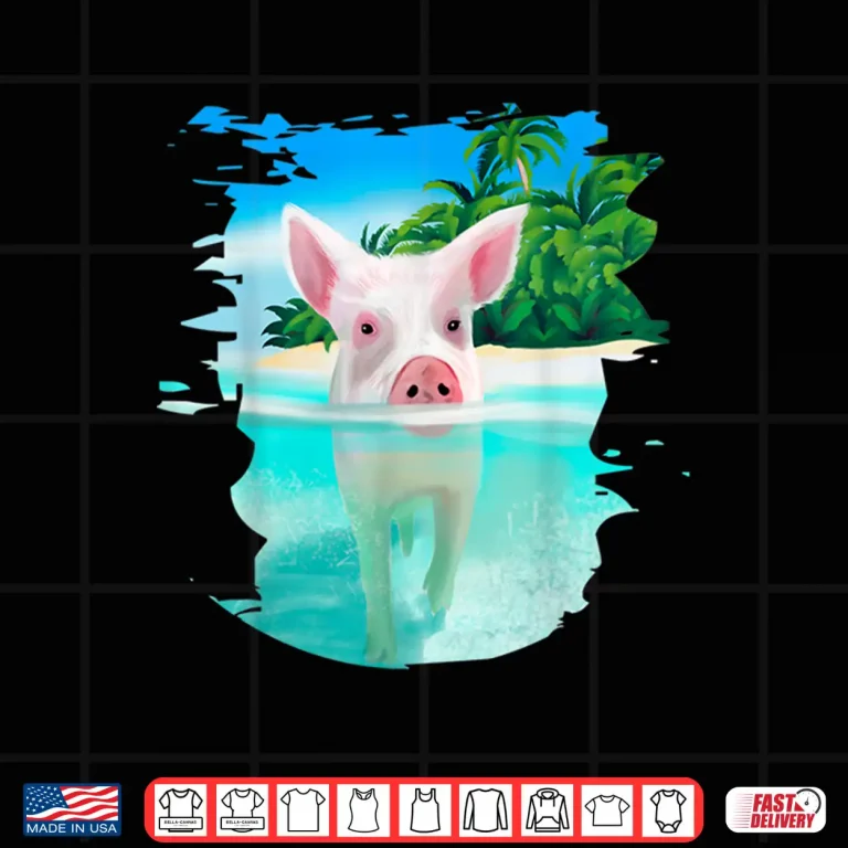 Design Pig Swim Beach Holidays Bahamas Swimming Pigs Graphic Shirt