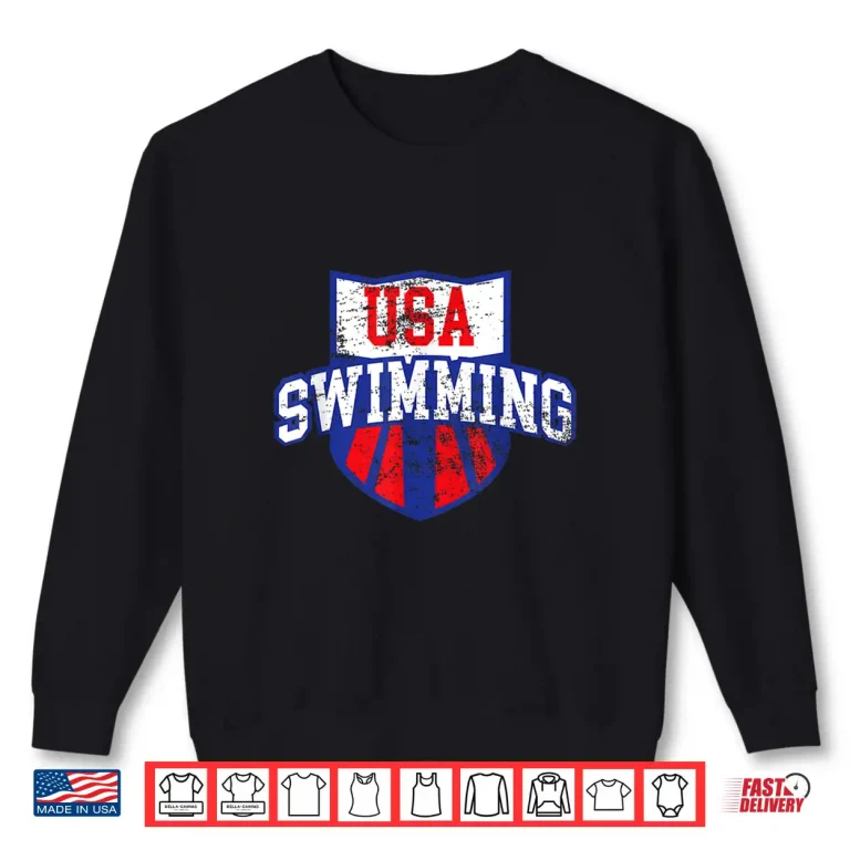 Sweatshirt Professional Minimalist USA Swimming Modern Graphic Apparel Shirt