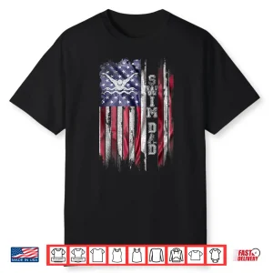 Proud Parent Silhouette Usa Flag Swimming Dad Retro Vintage Shirt