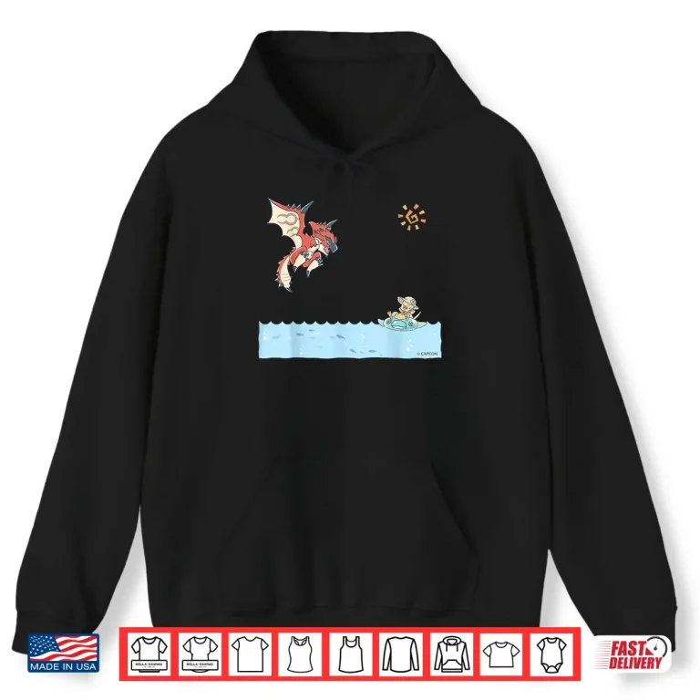 Hoodie Rathalos And Swimming Felyne Monster Hunter Gaming Graphic Shirt