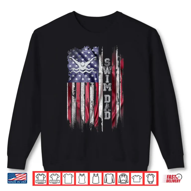 Sweatshirt Proud Parent Silhouette USA Flag Swimming Dad Retro Vintage Shirt