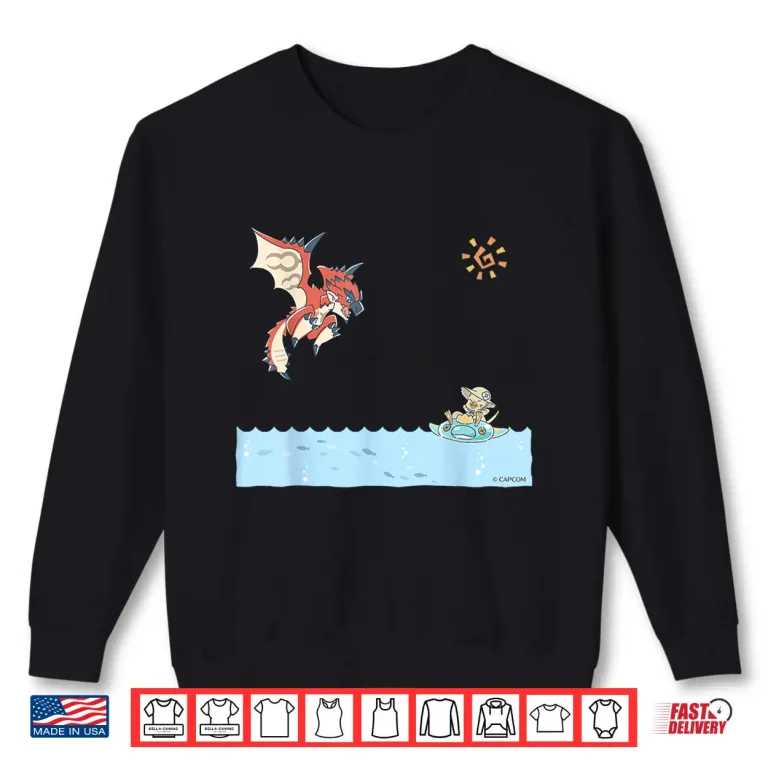 Sweatshirt Rathalos And Swimming Felyne Monster Hunter Gaming Graphic Shirt