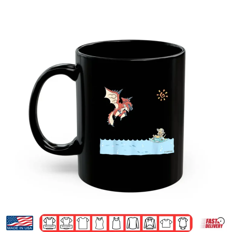 Mug Rathalos And Swimming Felyne Monster Hunter Gaming Graphic Shirt