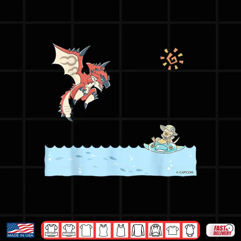 Design Rathalos And Swimming Felyne Monster Hunter Gaming Graphic Shirt