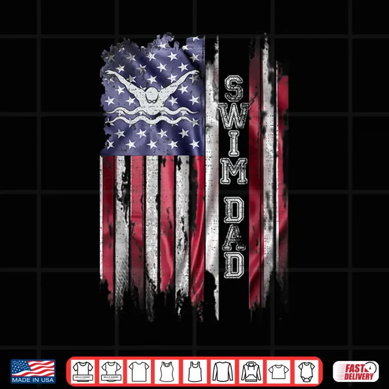 Design Proud Parent Silhouette USA Flag Swimming Dad Retro Vintage Shirt