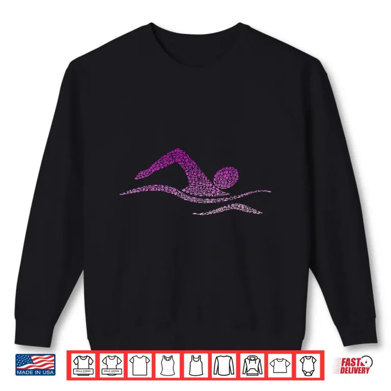 Sweatshirt Silhouette Icon Swimmer Professional Girls Swimming Graphic Shirt