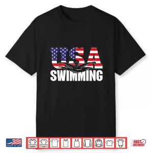 Us American Flag Swimming Water Swimmer Professional Athletic Shirt