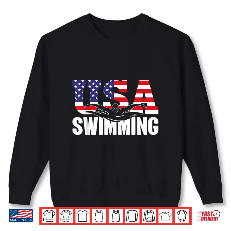 Sweatshirt US American Flag Swimming Water Swimmer Professional Athletic Shirt