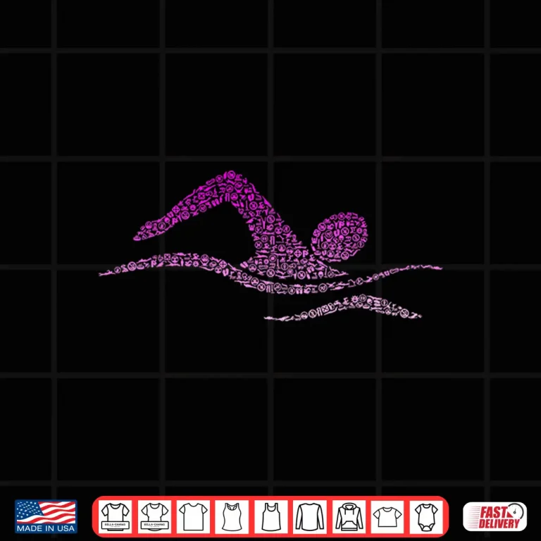 Design Silhouette Icon Swimmer Professional Girls Swimming Graphic Shirt