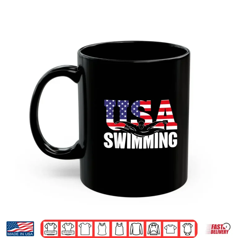 Mug US American Flag Swimming Water Swimmer Professional Athletic Shirt
