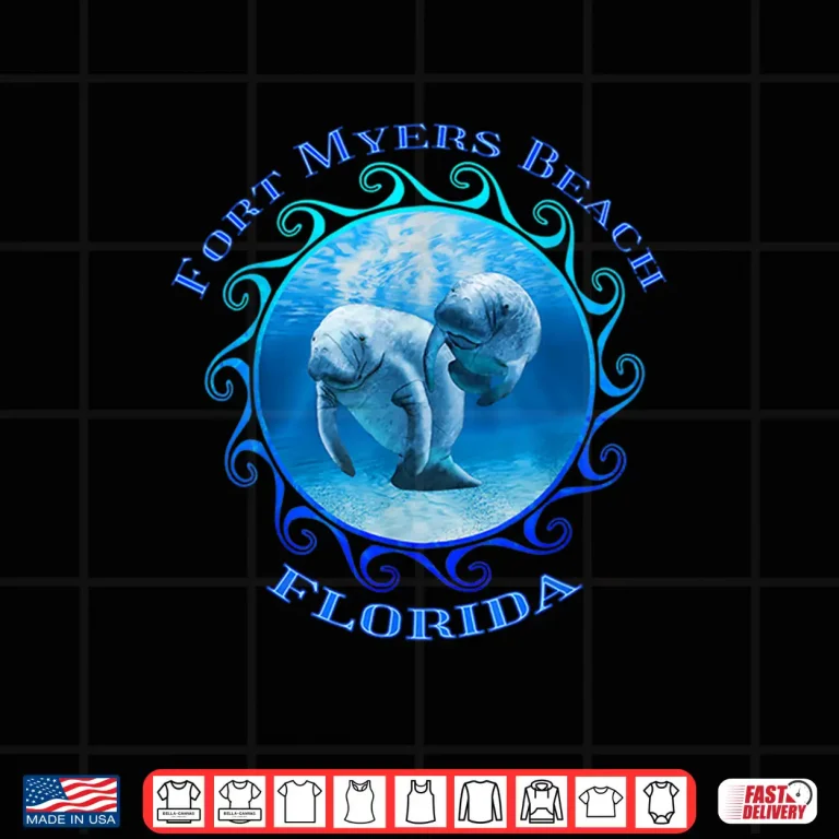 Design Vacation Swimming Manatees Fort Myers Beach Florida Travel Shirt