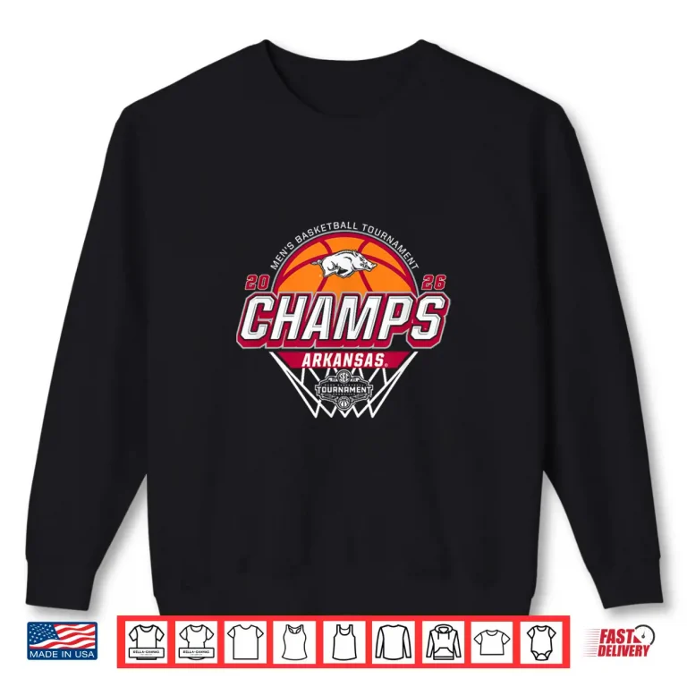 Sweatshirt Arkansas Razorbacks Mens Basketball SEC Champs 2026 Black Shirt