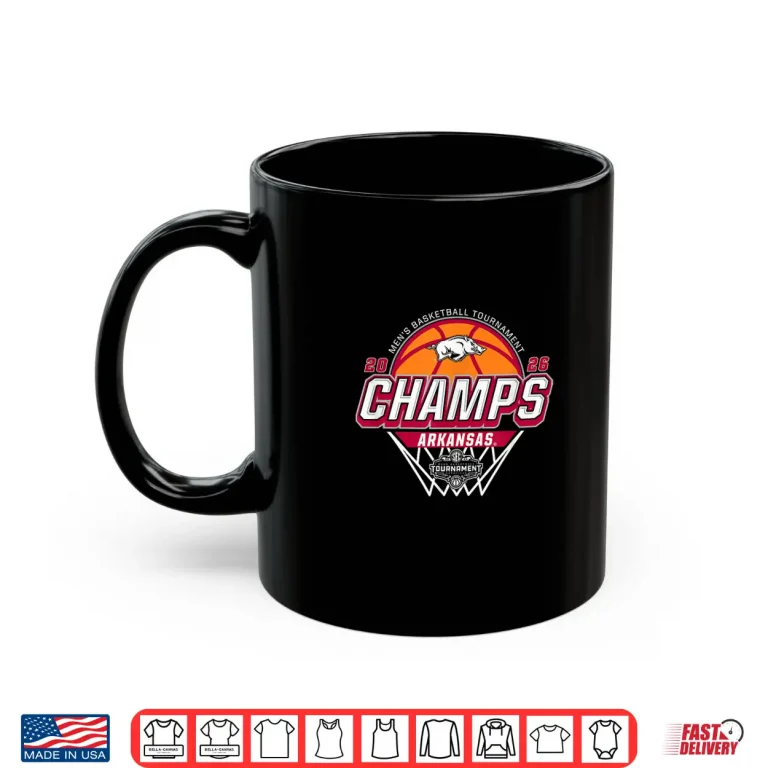 Mug Arkansas Razorbacks Mens Basketball SEC Champs 2026 Black Shirt