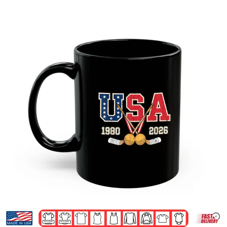 Mug 1980 and 2026 Hockey Vintage USA Crossed Sticks Patriotic Shirt