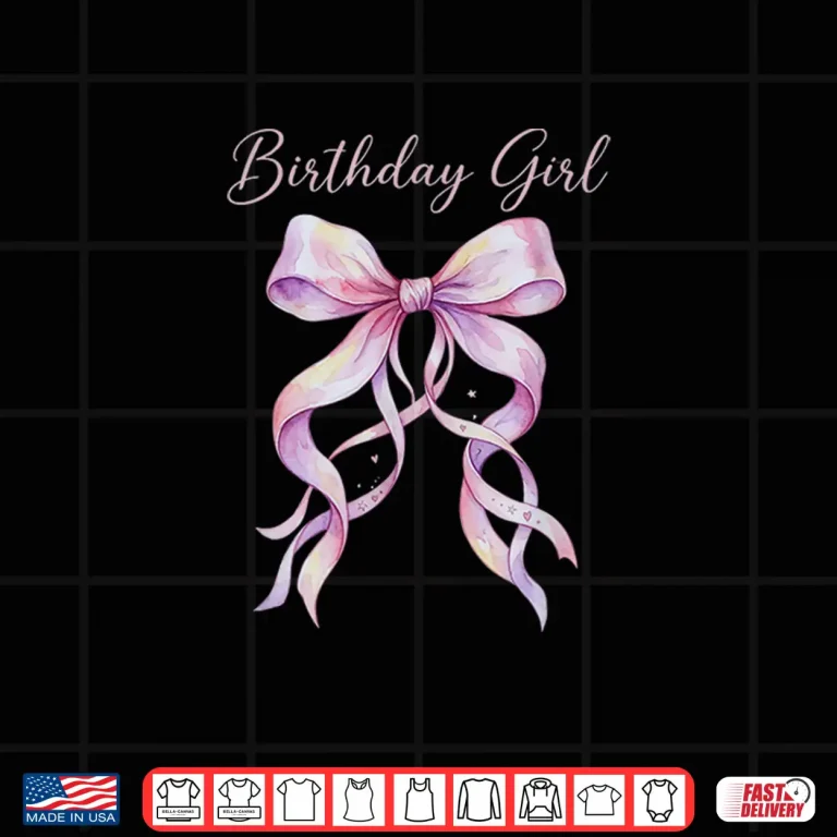 Design Coquette Birthday Girl Pink Watercolor Bow Aesthetic Shirt