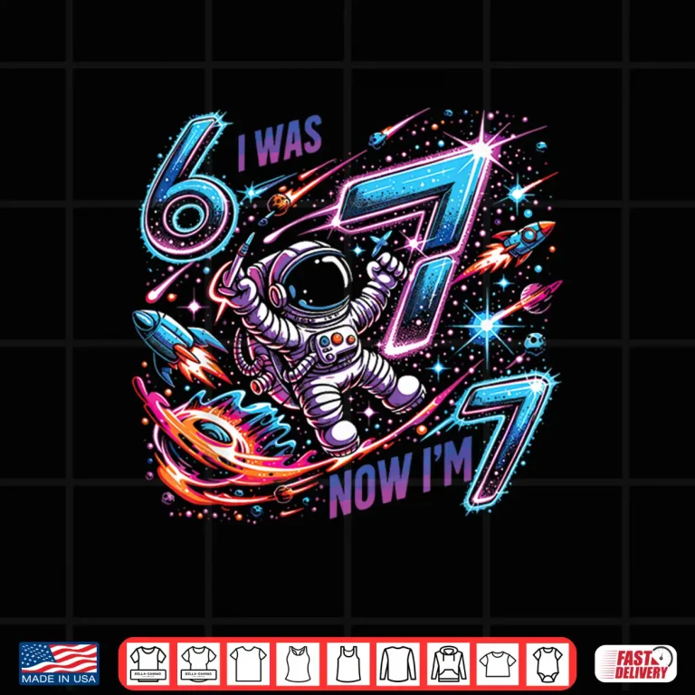 Design I was 6 Now Im 7 Space Birthday Boy for Kids Shirt