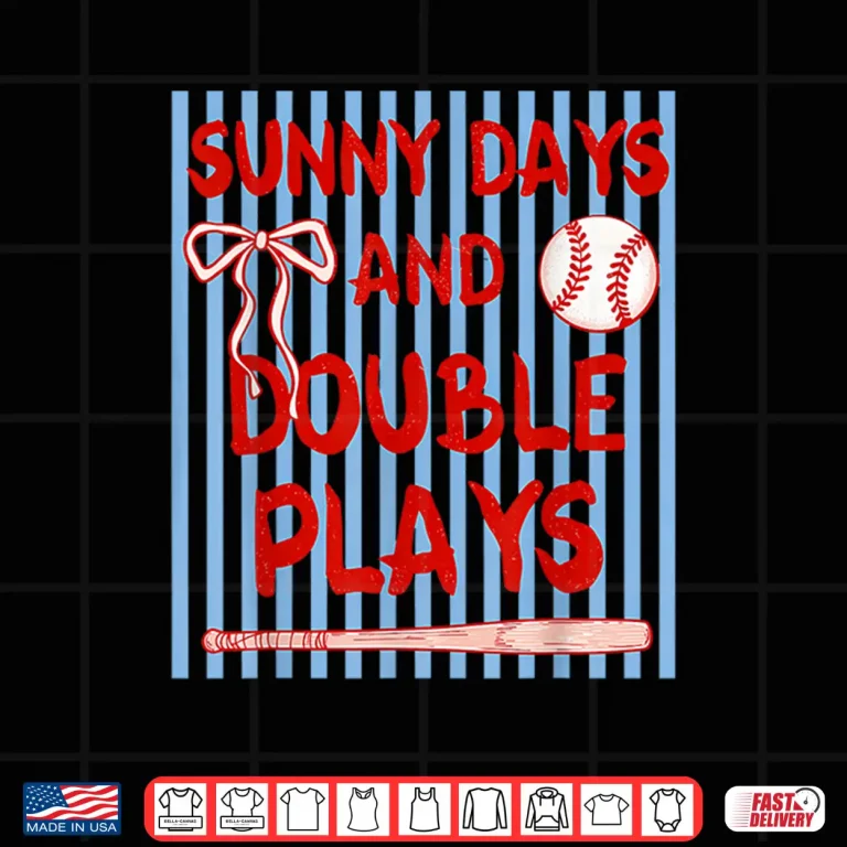 Design Coquette Sunny Days and Double Plays Baseball Season Shirt