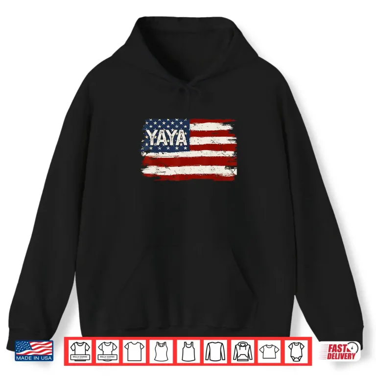 Hoodie Yaya American Flag Patriotic Mothers Day Women Shirt