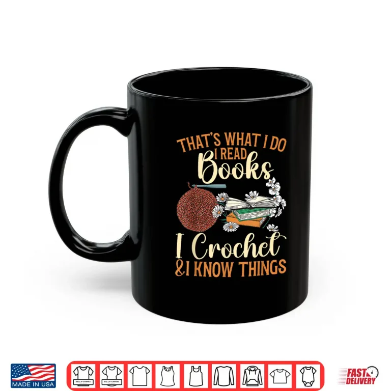 Mug Reading Books Professional Crocheter Crochet Graphic Apparel Shirt