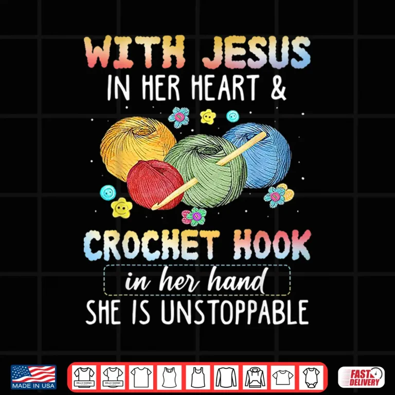 Design Jesus In Heart And Hook Crocheting Professional Faith Humor Shirt