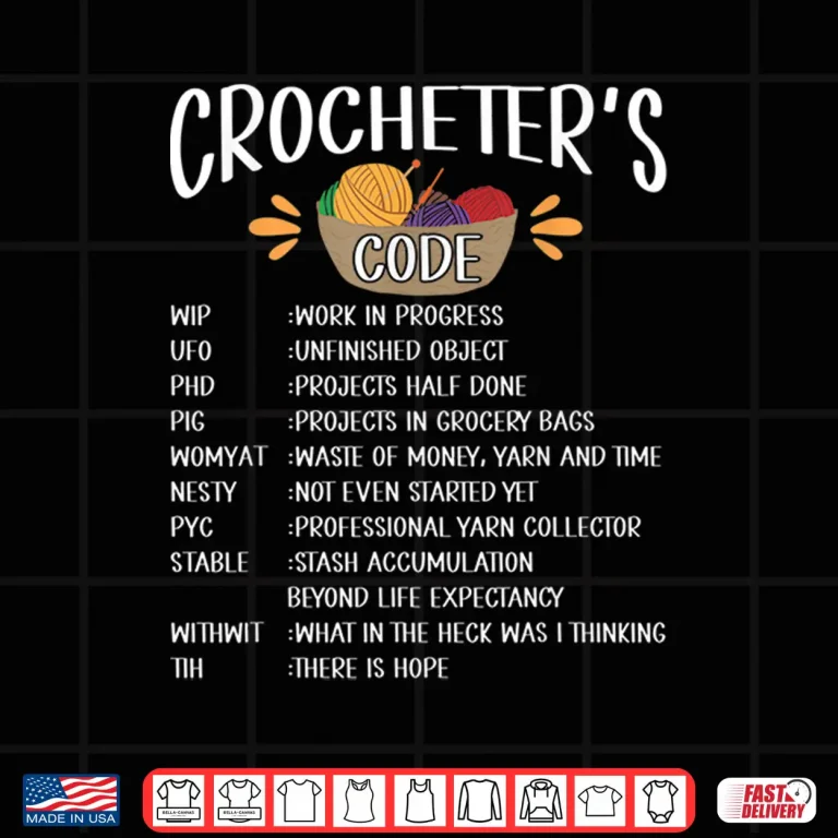 Design Professional Athletic Crochet Yarn Crocheting Modern Graphic Shirt