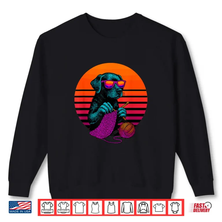 Sweatshirt Cozy Crafter Dog With Yarn Crocheting Professional Retro Vintage Shirt