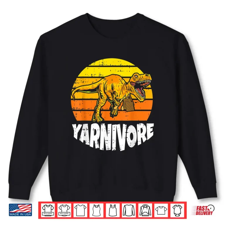 Sweatshirt Dinosaur Dino Design Yarnivore Crochet Knitting Crocheting Shirt
