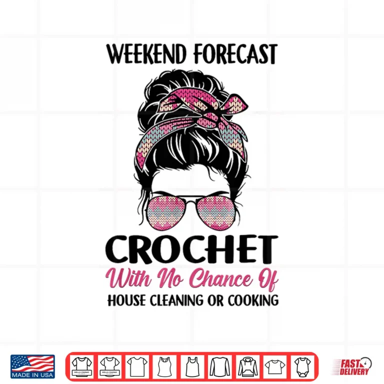 Design Colorful Yarn Weekend Forecast Crochet Professional Humor Funny Shirt