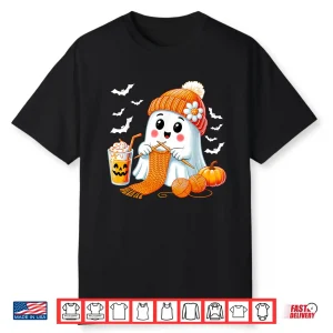 Ghost Coffee Halloween Crochet Crocheting Knitting Graphic Shirt