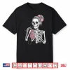 Messy Bun Skeleton Crochet Knitting Spooky Halloween Graphic Shirt