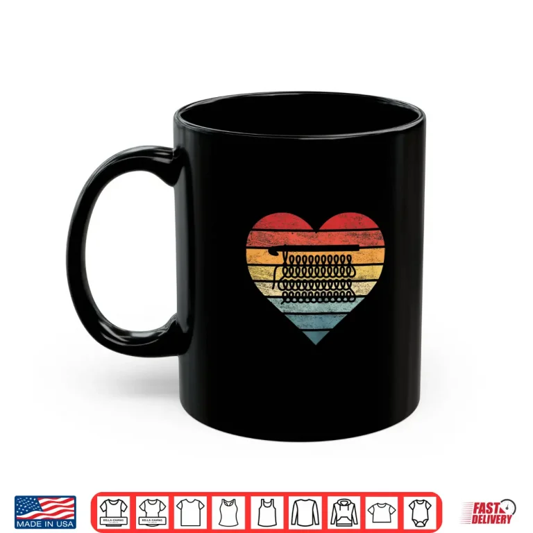 Mug Retro Sunset Hook Crochet Lovers Crocheter Crocheting Vintage Shirt