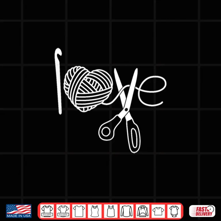 Design Crochet Love Crochet Heart Yarn Knitting I Love Crochet Shirt