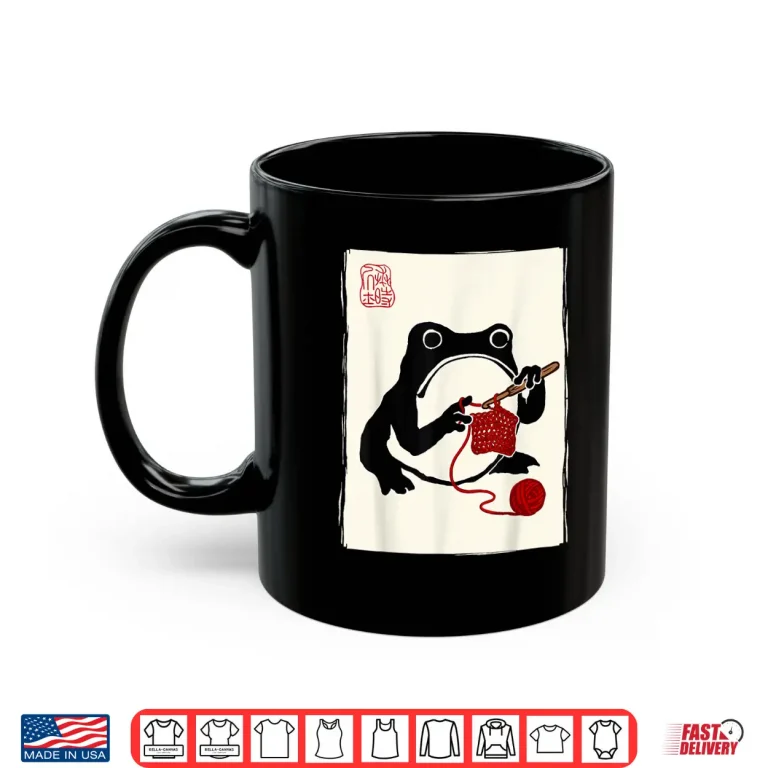 Mug Japanese Grumpy Frog Knitting Sewing Funny Crochet Shirt