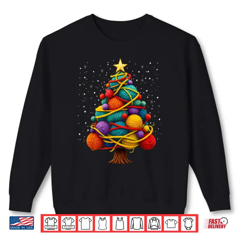 Sweatshirt Christmas Tree Yarn Crochet Knitting Quilter Sewing Shirt