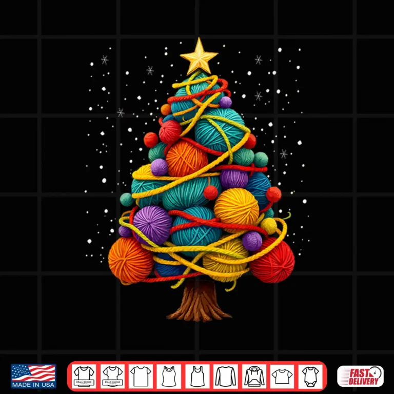 Design Christmas Tree Yarn Crochet Knitting Quilter Sewing Shirt