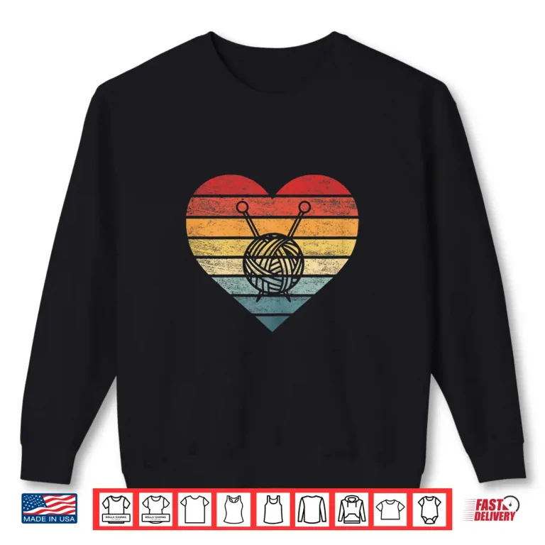 Sweatshirt Retro Sunset Knitting Crochet Yarn Lover Humor Vintage Shirt