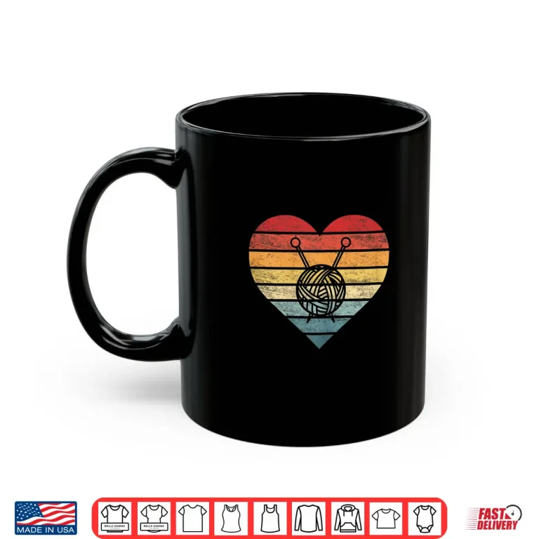 Mug Retro Sunset Knitting Crochet Yarn Lover Humor Vintage Shirt
