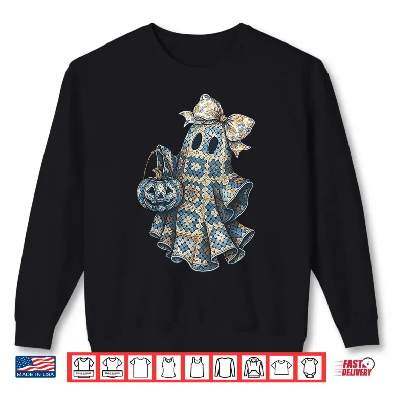 Sweatshirt Ghost Coquette Halloween Crocheting Yarn Knitting Crafting Shirt