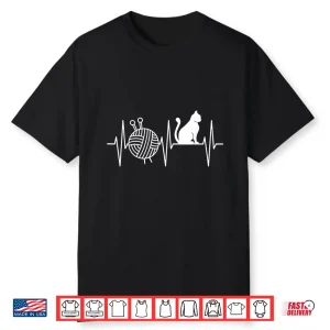Cat Lover Heartbeat Knitting And Cats Professional Graphic Shirt