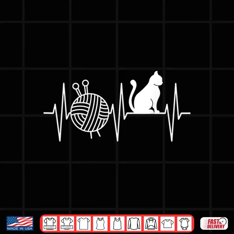 Design Cat Lover Heartbeat Knitting and Cats Professional Graphic Shirt