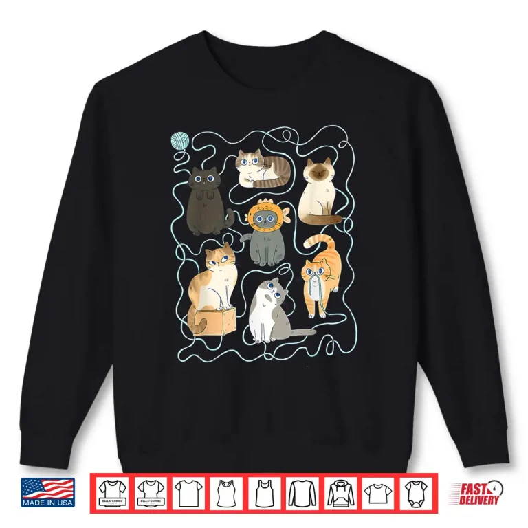 Sweatshirt Cute Kittens With Crochet Knitters Crocheter Crocheting Animal Shirt