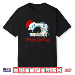 Santa Christmas Quilter Merry Quiltmas Knitting Sewing Holiday Shirt