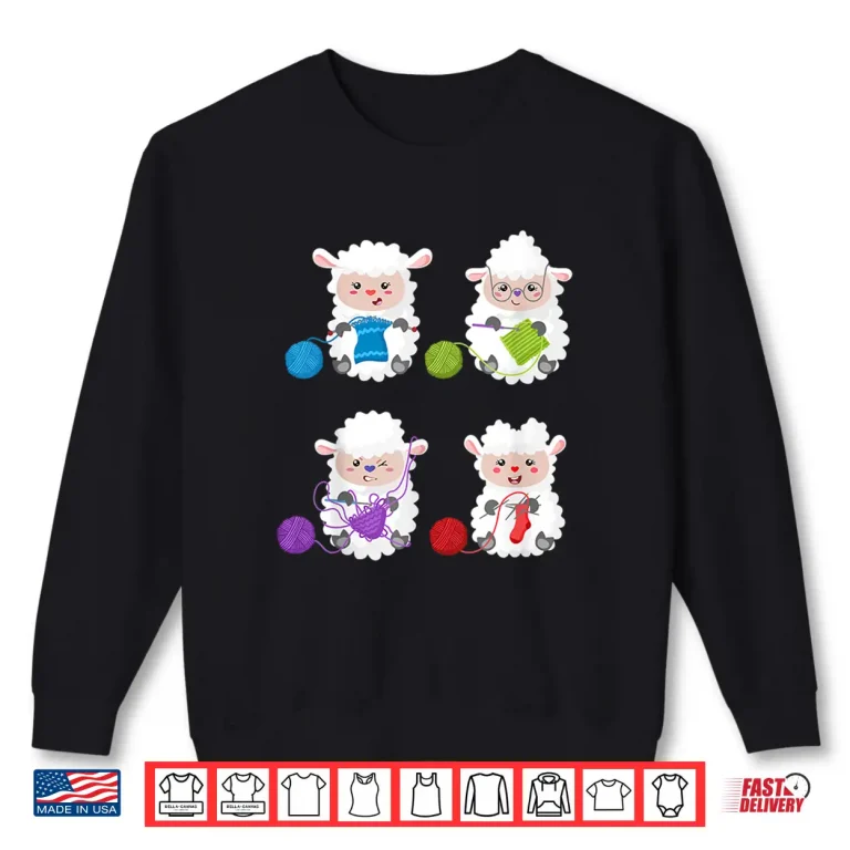 Sweatshirt Sheep Design Knit Crochet Knitter Gift Crocheting Knitting Shirt