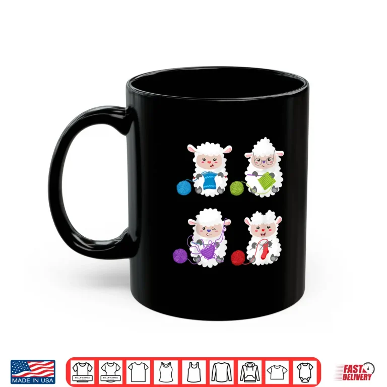 Mug Sheep Design Knit Crochet Knitter Gift Crocheting Knitting Shirt