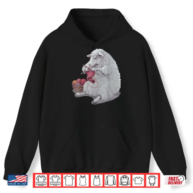Hoodie Woolly Sheep Design Knitting Crocheting Knitter Crocheter Shirt