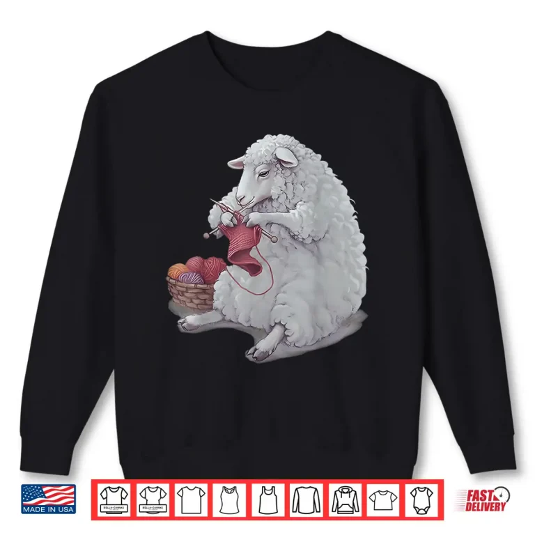 Sweatshirt Woolly Sheep Design Knitting Crocheting Knitter Crocheter Shirt